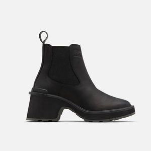 Sorel Hi-Line Heel Chelsea Boot in Black Sea Salt Sz 6 Women’s Waterproof